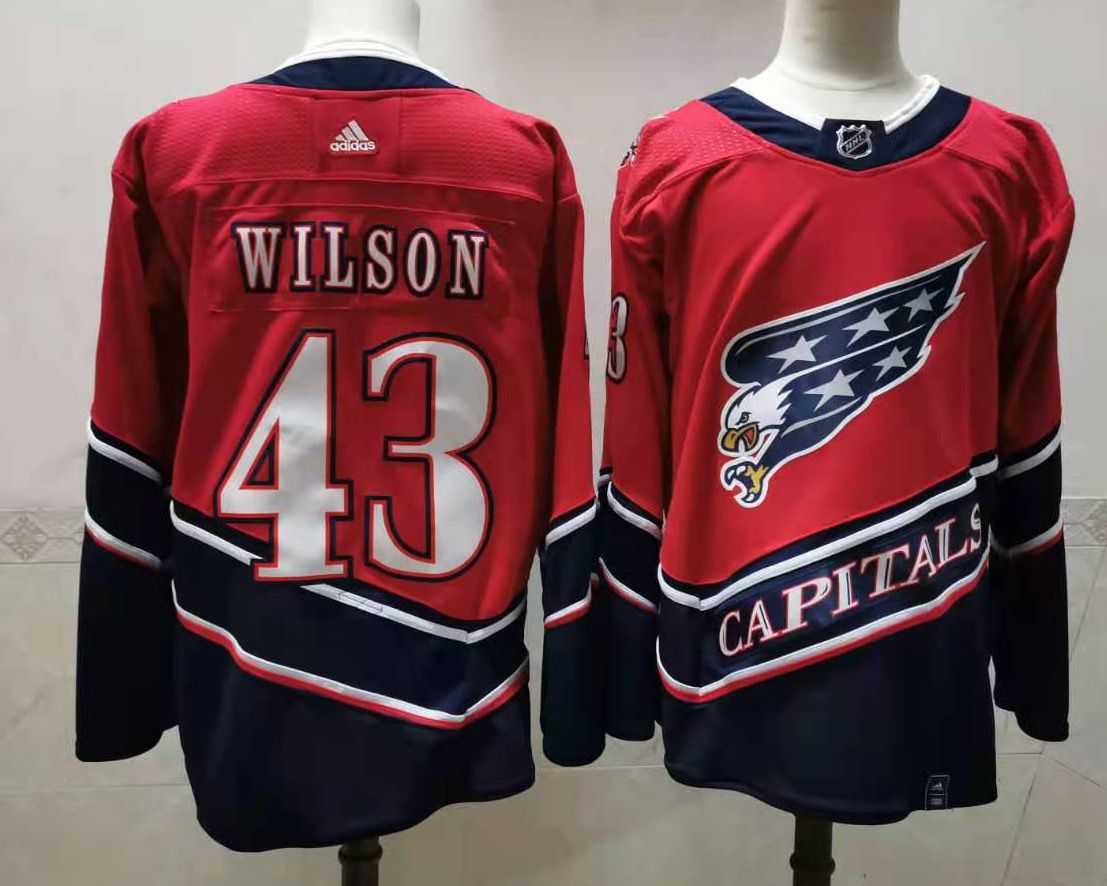 Men Washington Capitals 43 Wilson Red Throwback Authentic Stitched 2020 Adidias NHL Jersey